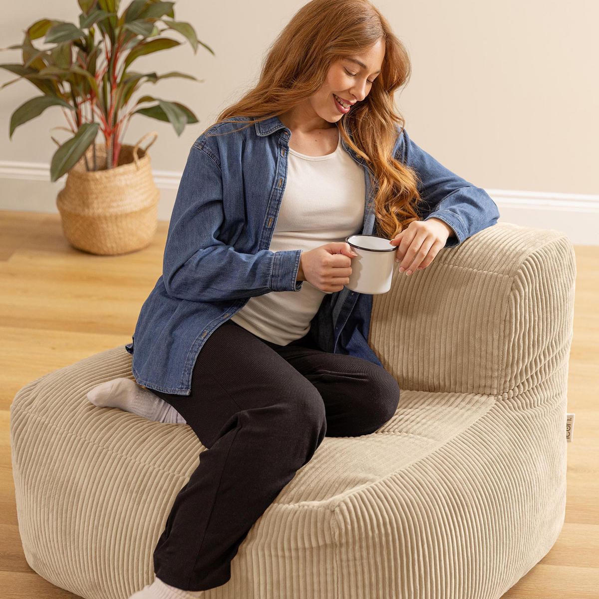 SITZSACK-SESSEL ZEN modular Cord - Beige, Textil (95/68/100cm) - icon