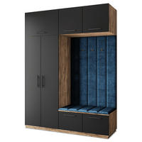 GARDEROBENSCHRANK REMA 180/240/60 cm Modern Garderobe-Set Eiche Lefkas - Blau/Eichefarben, Holzwerkstoff (180/240/60cm) - MASSENO