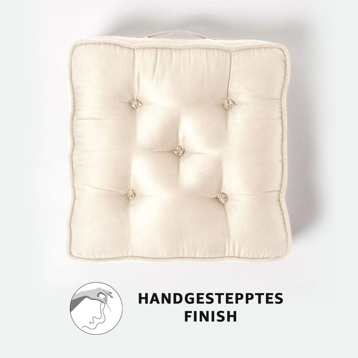SITZKISSEN creme 50/50/10 cm – Sesselkissen, Velours - Creme, Textil (50/50/10cm) - Homescapes