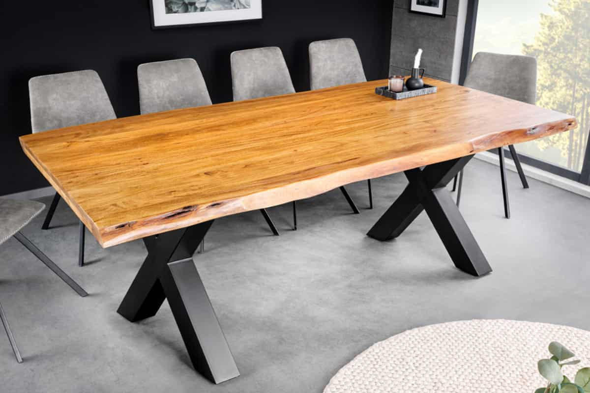 ESSTISCH MAMMUT Akazie 200cm - Schwarz/Braun, Holz/Metall (100/200/74cm) - riess-ambiente