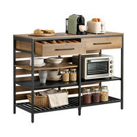 KÜCHENSCHRANK mit 120 cm Arbeitsplatte, 2 Schubladen, 4 offenen Fächern, Vintage Braun, für Küche, Esszimmer und Flur - Braun, Holz/Holzwerkstoff (120/91/45cm) - SoBuy