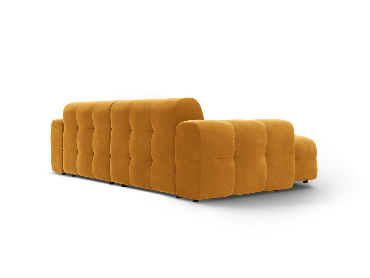 ECKSOFA links Kendal aus Samt senf 4 Sitzplätze - Dunkelgelb, Textil (173/256cm) - Micadoni