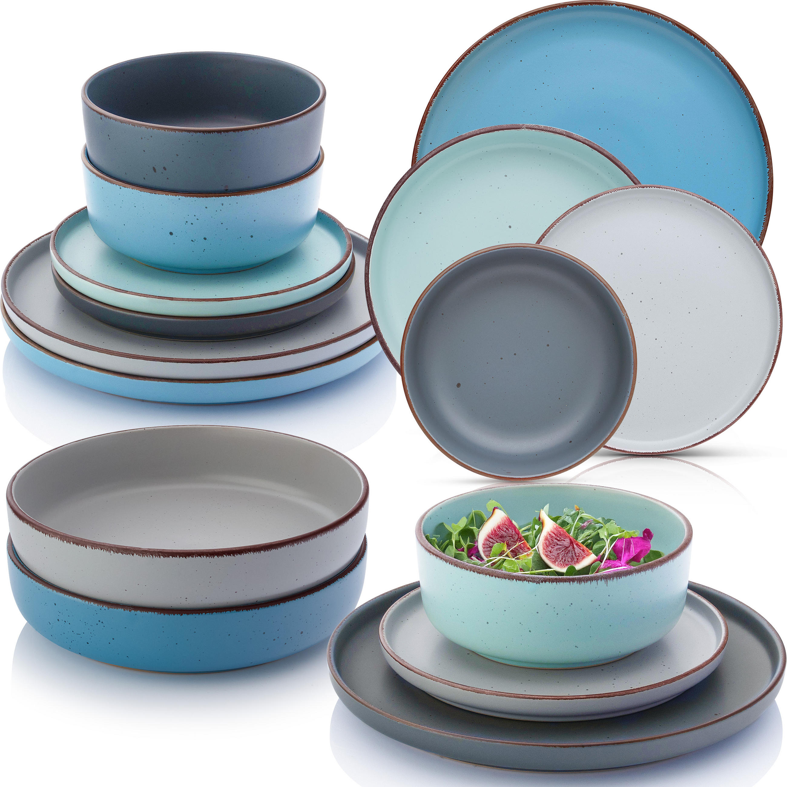 TAFELSERVICE BOMBAY SKY SHADES - 16 tlg aus Steingut - Multicolor, Stein (27/9.5/27cm) - Sänger