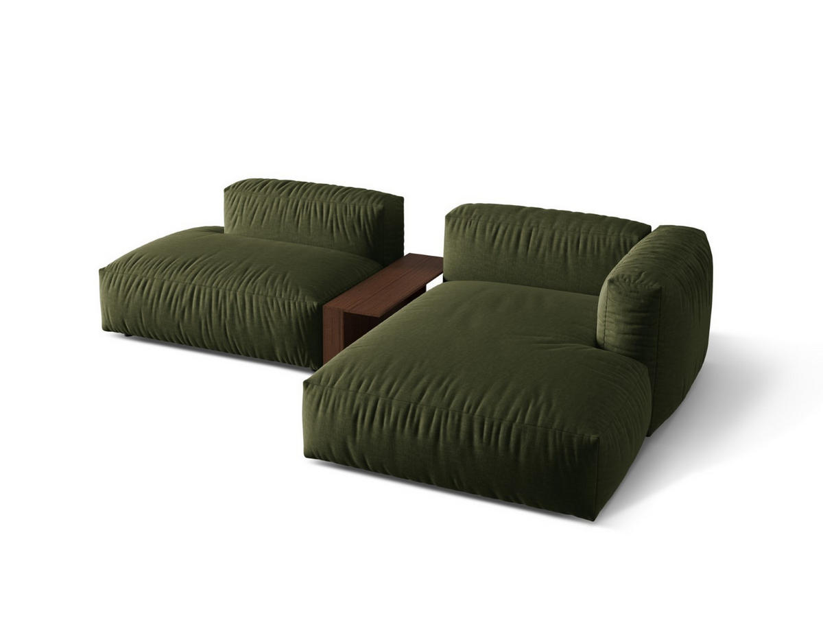 ECKSOFA modular rechts Martina aus strukturiertem Stoff grün 2 Sitzplätze - Grün, Textil (176/285cm) - Micadoni