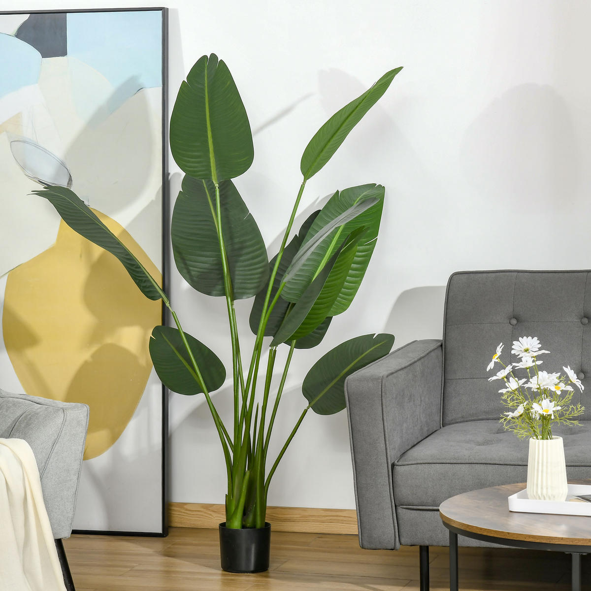 KUNSTPFLANZE, Künstlicher Bananenbaum 160 cm, 10 Blätter, für Innen & Außen, Grün - Multicolor, Kunststoff (160cm) - FORIOUS