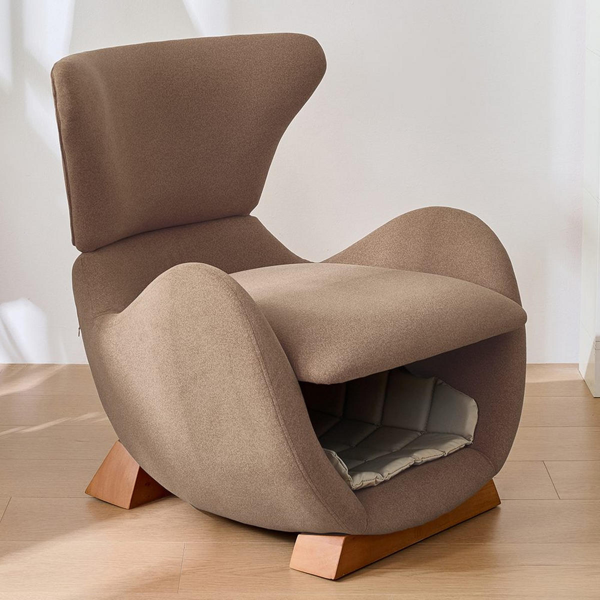 DESIGNER-SESSEL WALHAI-OPTIK, KRATZFEST, HAUSTIER-FREUNDLICH - Braun, Textil (66.04/45.72/66.04cm)