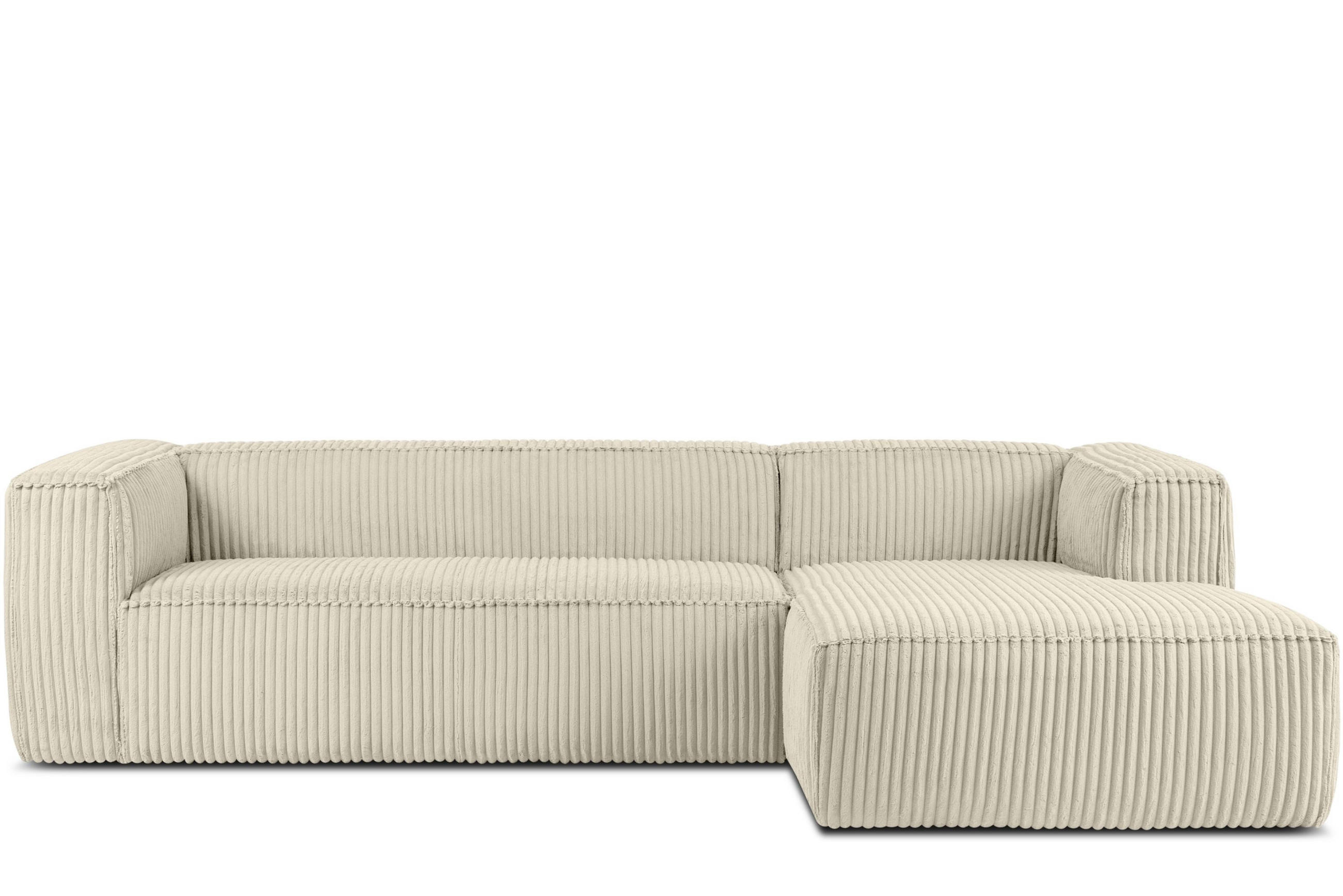 ECKSOFA-RECHTS FEROX Modern, Cord-Stoff, cremefarben - Creme, Textil (305/175cm) - KONSIMO®