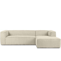 ECKSOFA-RECHTS FEROX Modern, Cord-Stoff, cremefarben - Creme, Textil (305/175cm) - KONSIMO®