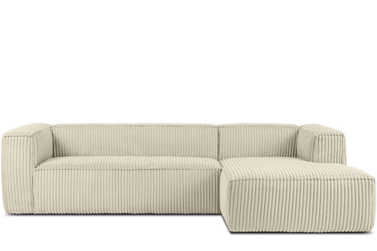 ECKSOFA-RECHTS FEROX Modern, Cord-Stoff, cremefarben - Creme, Textil (305/175cm) - KONSIMO®