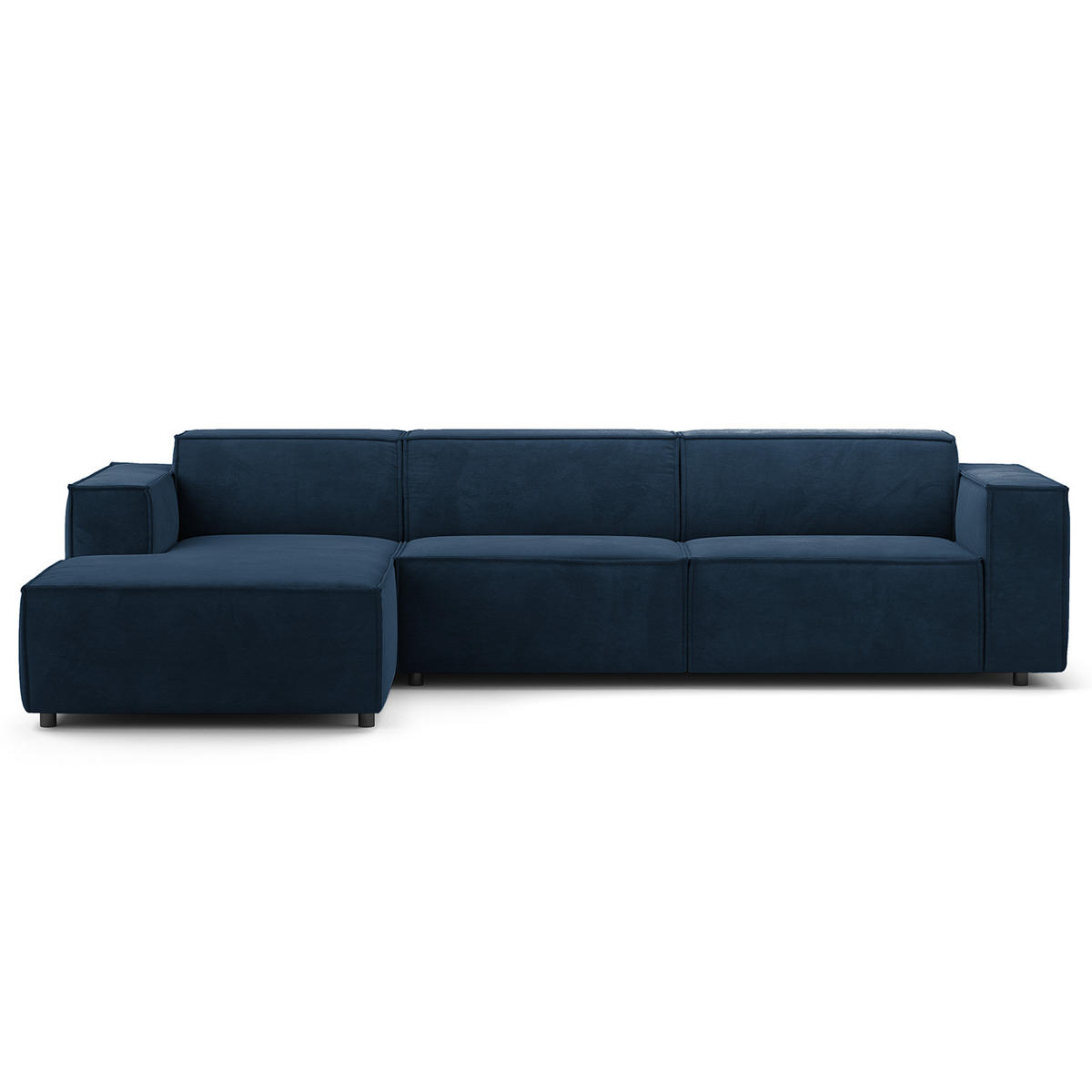 ECKSOFA mit Longchair - Schwarz/Dunkelblau, Kunststoff/Textil (294/177cm) - home24