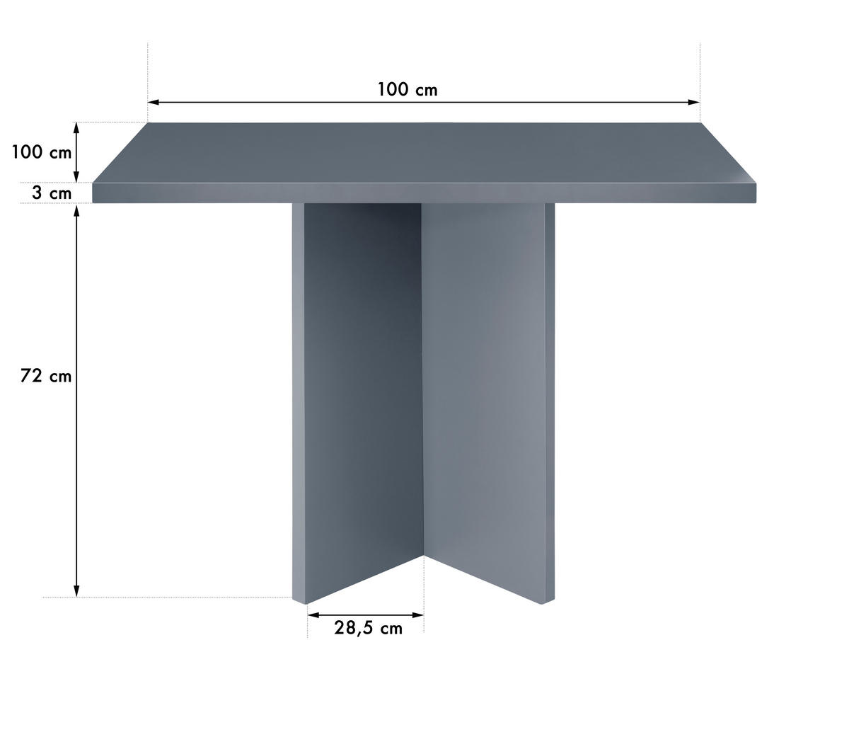 ESSTISCH Quadratischer aus lackiertem MDF, 100/100 cm, grau - Grau, Holzwerkstoff (100/100/75cm) - RNT By Really Nice Things