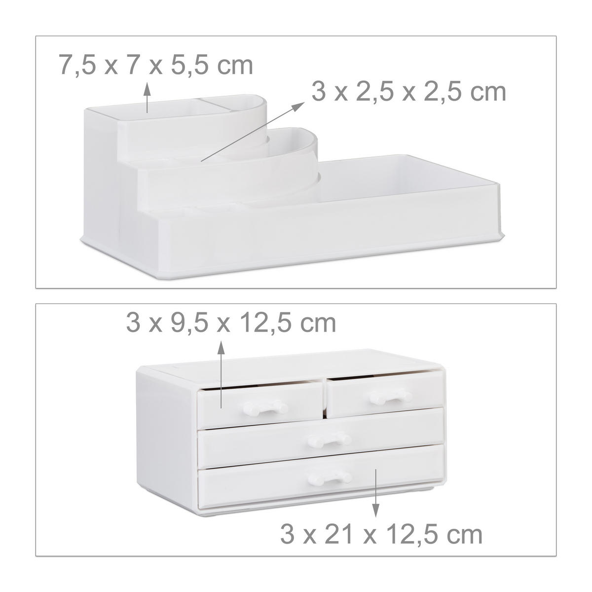 MAKEUP Organizer - Weiß, Kunststoff (23.5/19/14cm) - Relaxdays