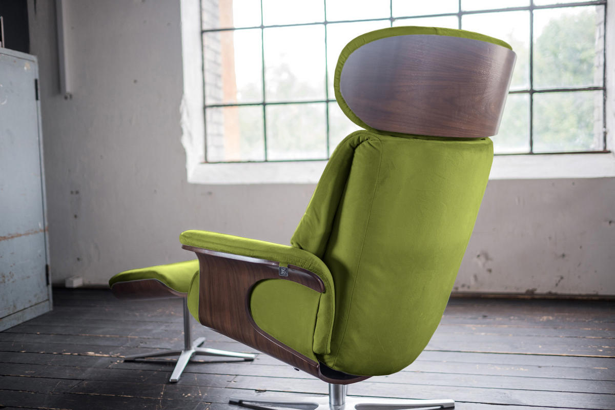 RELAXSESSELSET TOSAR Grün Velvet - Silberfarben/Grün, Textil/Metall (83/110/89cm) - KAWOLA