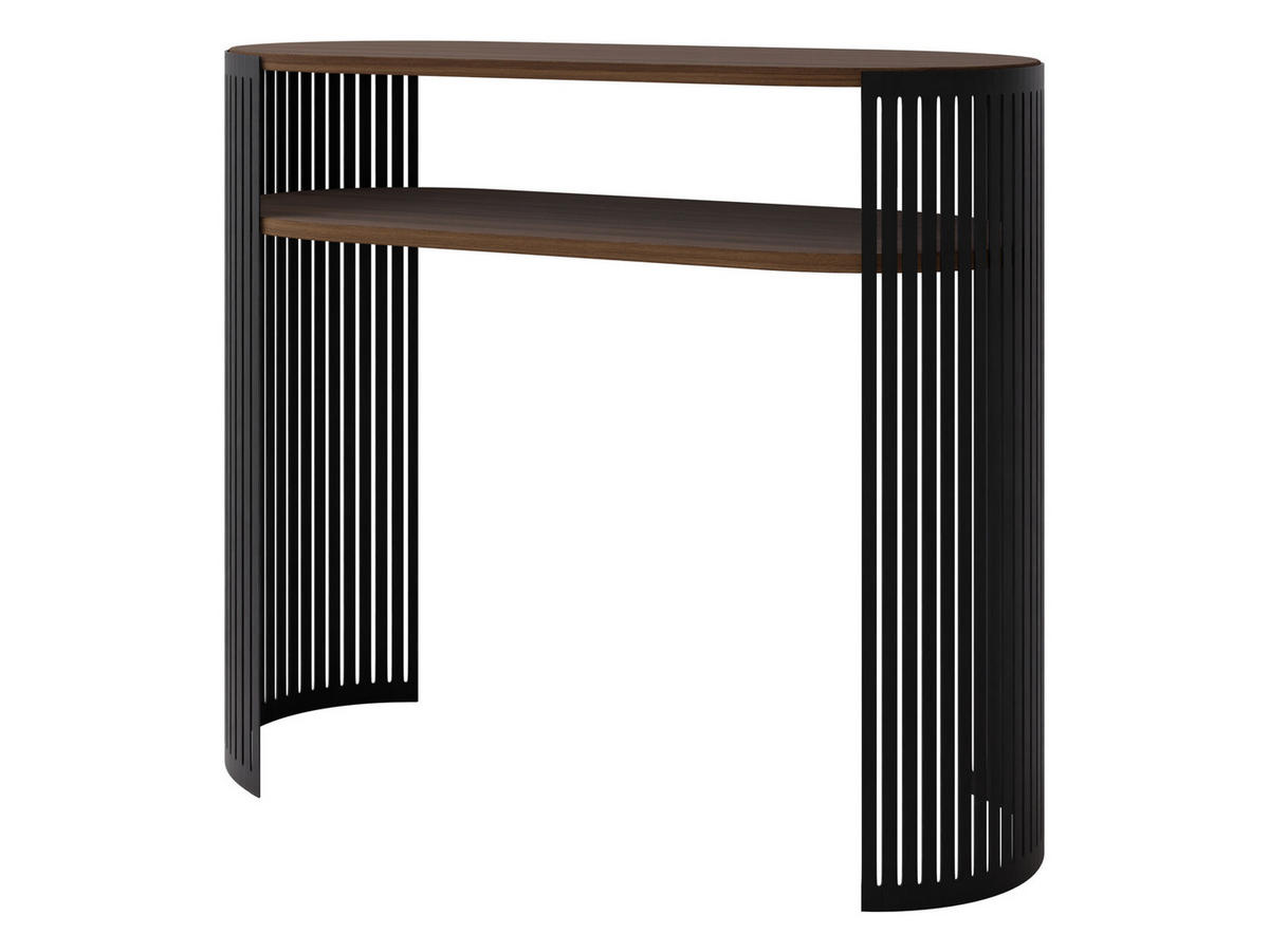 KONSOLENTISCH Fikoli - Nussbaumfarben/Schwarz, Holzwerkstoff/Metall (30/100/86cm) - MIRJAN24