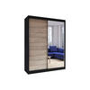 SCHIEBETÜRENSCHRANK - Beni 05 Classic (Schwarz + Sonoma) - Schwarz/Sonoma Eiche, Holzwerkstoff/Metall (150/200/61cm) - Möblo