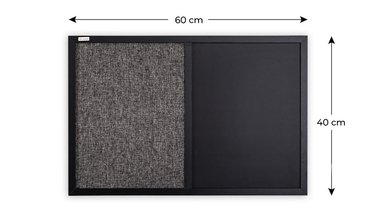 KOMBI-TAFEL magnetische Kreidetafel und Filz 60x40 cm, schwarz lackierter Holzrahmen - Schwarz/Grau, Holz (60/40/0.7cm) - ALLboards