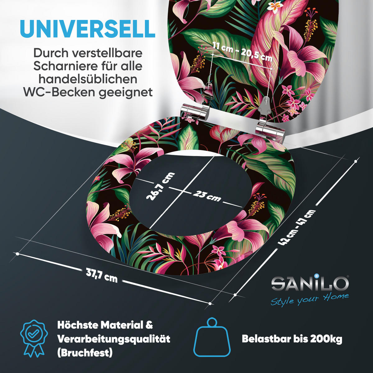 WC Sitz Bali - Multicolor, Holzwerkstoff (38/6/47cm) - Sanilo