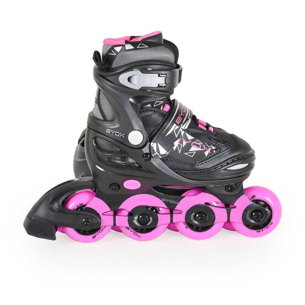 INLINER Dazzle pink Gr. 30-33 pink, PU-Räder, Tragetasche, Bremse, Selbstverschluss, Ratschband - Schwarz, Kunststoff (20/34cm)