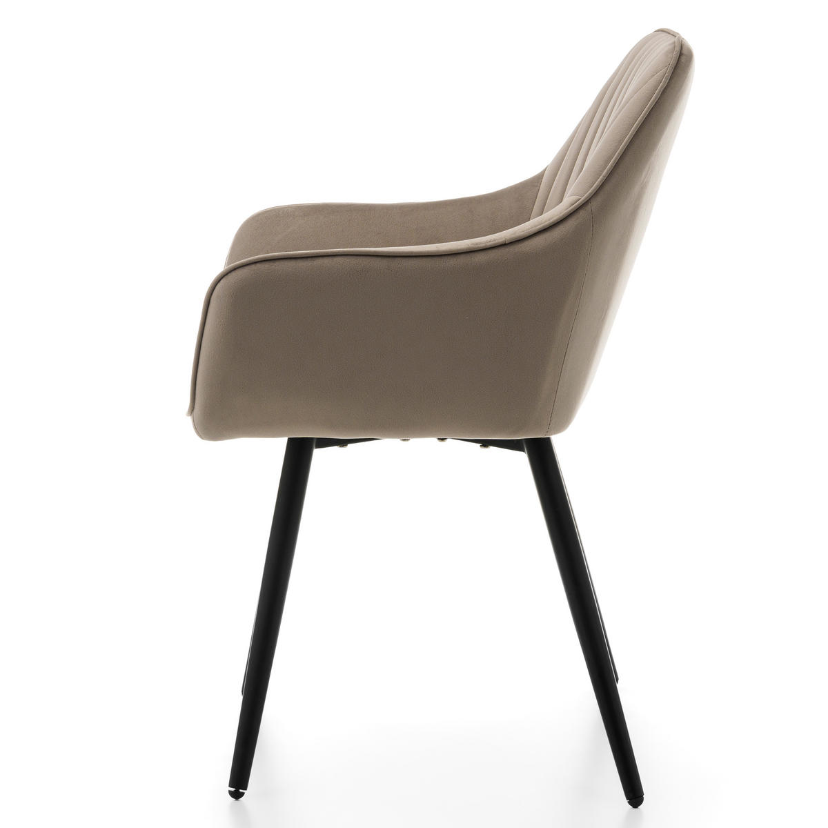 STUHL PASSO gepolstert mit Steppung - dunkelbeige - Samt Velours - Beige/Schwarz, Textil/Metall (58/87/60cm) - NEW HOME