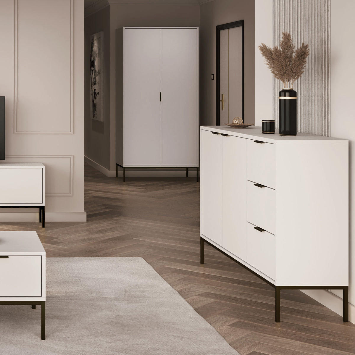 SCHRANK 2 Türen Seattle Weiß - Weiß, Holzwerkstoff (100/205.4/55cm) - Petits-meubles