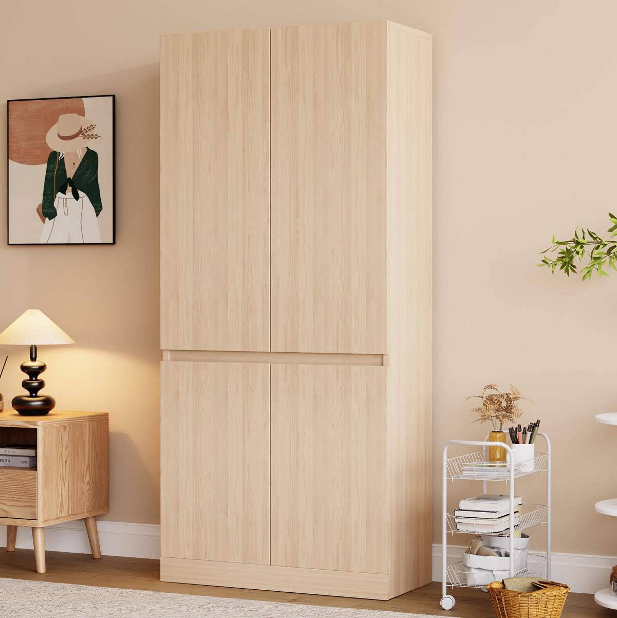 KLEIDERSCHRANK 70/40/170 cm holzfarben aus Holz mit Doppeltüren - Naturfarben, Holz (70/170/40cm) - OKWISH