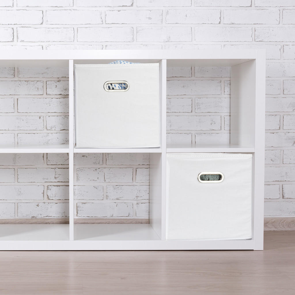 Thumbnail - Relaxdays 4Xaufbewahrungsbox, Weiß, Textil, Wellpappe, 30x30x30 cm, Ordnen & Aufbewahren, Aufbewahrungsboxen