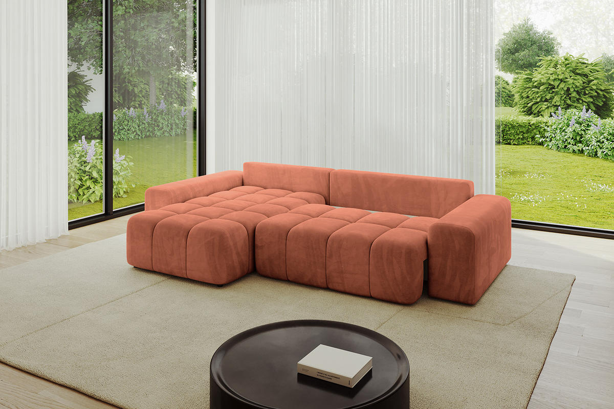 ECKSOFA Ottomane links/rechts ENIL-L 290x175x84 Koralle Velours - Koralle, Holzwerkstoff/Kunststoff (290/175cm) - ALTDECOR