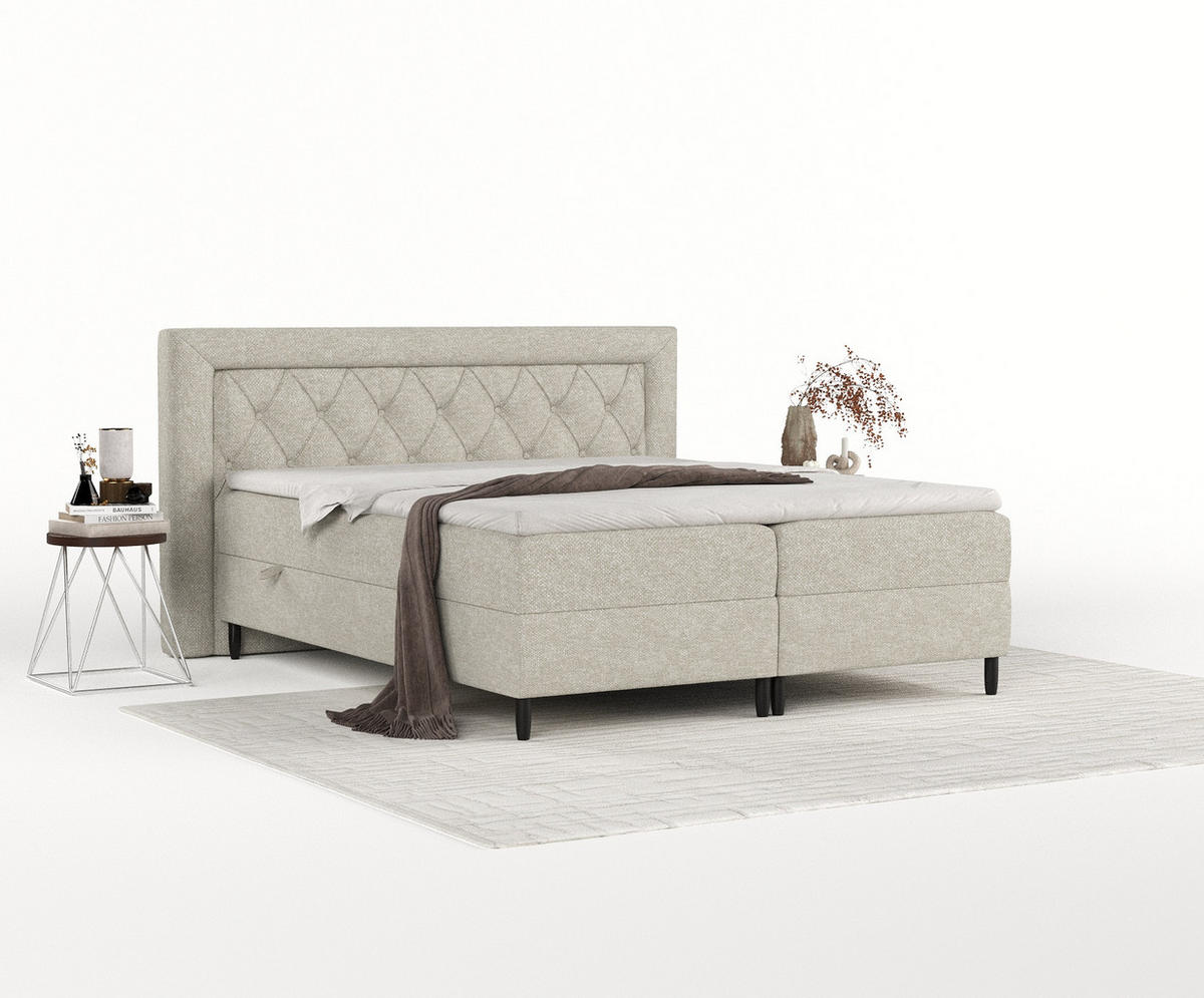 BOXBETT Avani Beige Grau 160/200 cm - Beige/Schwarz, Holz/Holzwerkstoff (160/200cm) - Maison de Reve