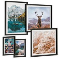 BILDER SET 5er Set - 50x50 cm & 20x30 cm & 40x60 cm Schwarzer Rahmen - Architektur der Kanäle von Venedig - Schwarz, Kunststoff (40/60cm) - TULUP