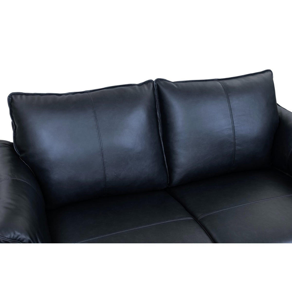 ZWEISITZER-SOFA Echtleder Schwarz - Schwarz, Leder/Metall (160/88/90cm) - Furnhouse