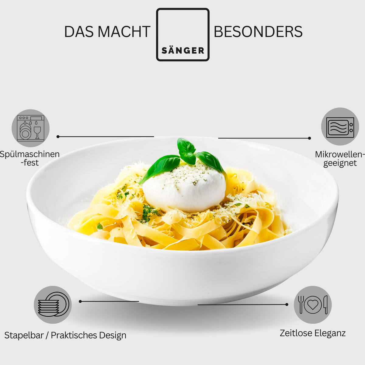 PASTASCHALEN MARLO - 6 teilig aus Porzellan - Weiß, Keramik (22cm) - Sänger