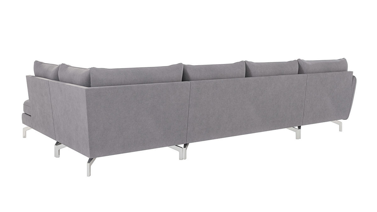 WOHNLANDSCHAFT Elou Grau Luxusmicrofaser - Chromfarben/Grau, Textil/Metall (336/87/200cm) - S-Style Möbel