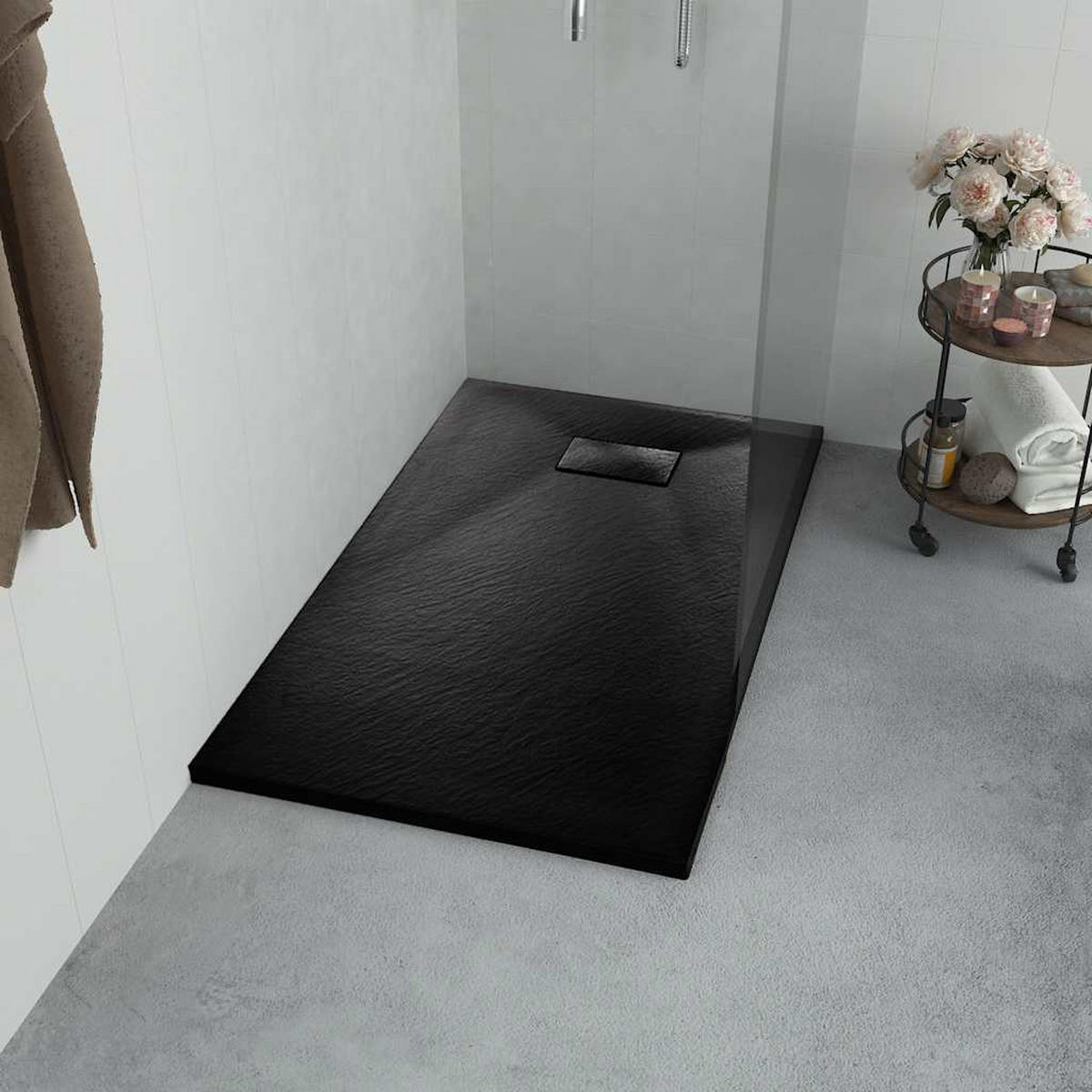DUSCHWANNE Schwarz 90/90 Cm - Schwarz, Textil (90/2.6/90cm) - vidaXL