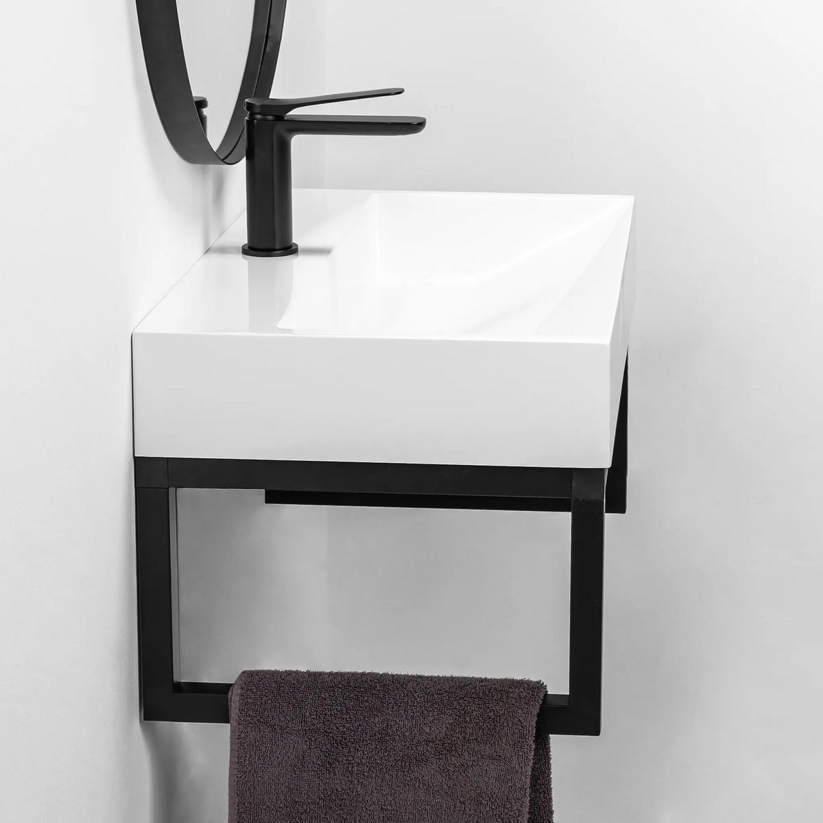 WASCHBECKEN Rea Konglomerat Goya 60 Cm+waschtischplatte - Weiß, Keramik (37/14/60cm) - REA