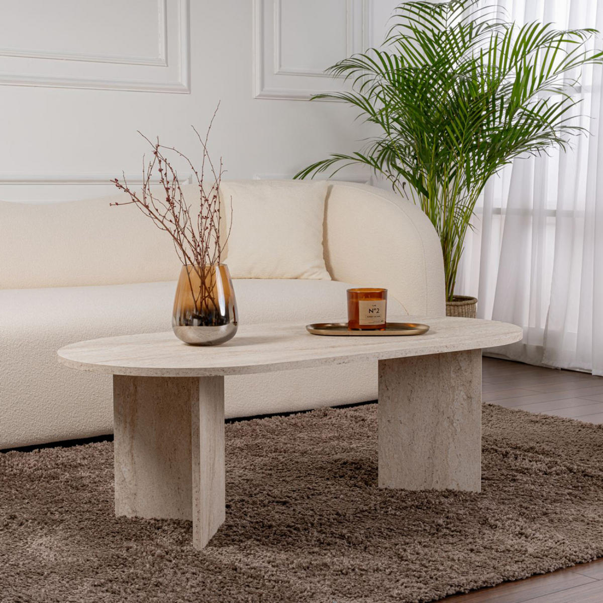 COUCHTISCH Lyu Weiß 119 x 60 cm - Weiß, Holzwerkstoff (60/119/40cm) - Concept Usine