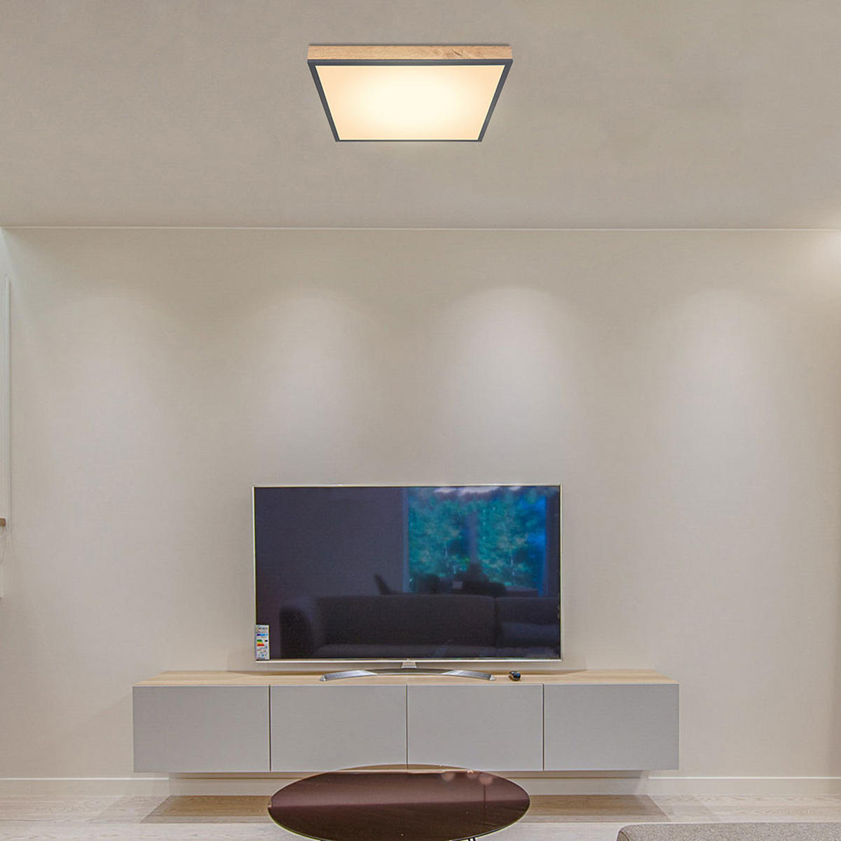 LED DECKENLEUCHTE DORO Holzoptik Braun Opal - Braun, Metall (30/30/6cm) - Globo Lighting