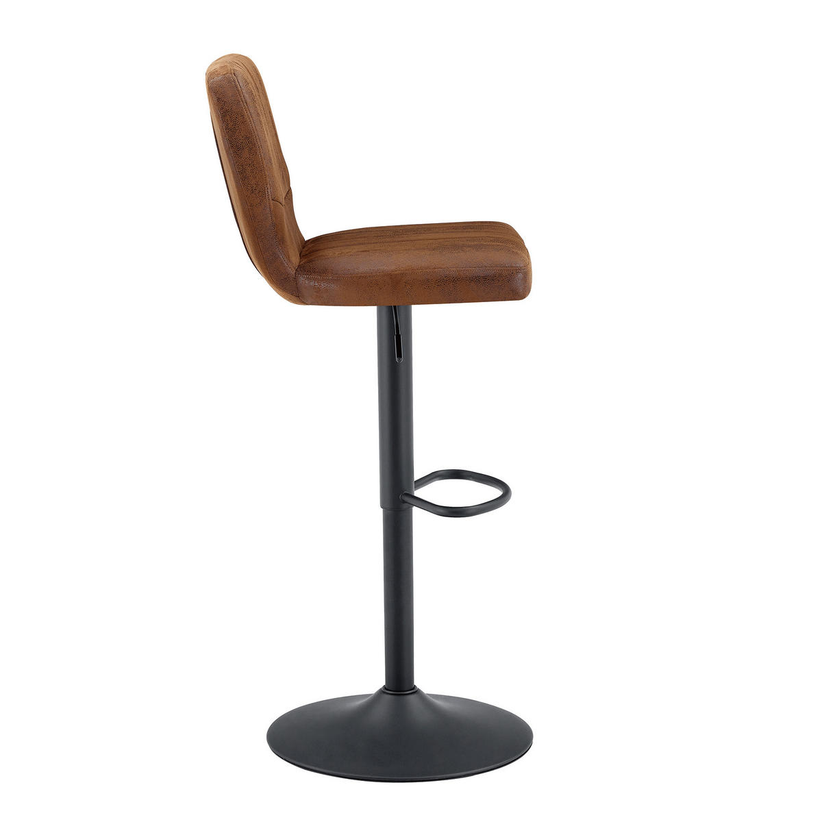 BARSTOL 2-PACK i Vintage-Konstläder i Brunt, höj- och sänkbar samt 360° snurrbar - Brun, Läder (52/62/45cm) - Urban Meuble
