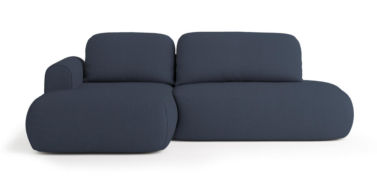 ECKSOFA NUVIRA L-S Blau Geflochtener Stoff mit Schlaffunktion - Blau, Holz (274/165cm) - MASSENO