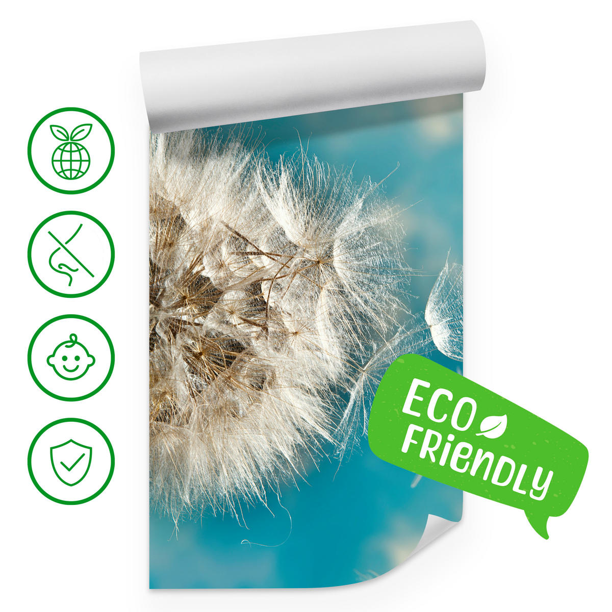 FOTOTAPETE für Schlafzimmer Löwenzahn im Wind Leicht Dynamisch 300x210 - Blau/Beige, Papier (300/210cm) - Muralo