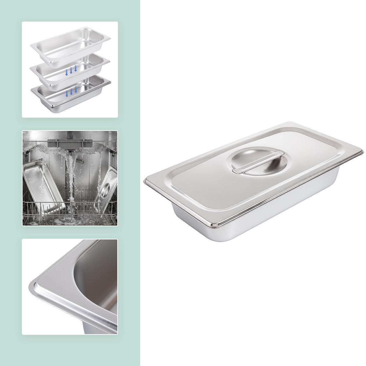 GN nádoby - stříbrná, kov - Relaxdays