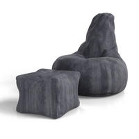 SITZSACK Chillex mit Hocker XL Cord dunkelgrau - Dunkelgrau, Textil (83/103/78cm) - Juskys