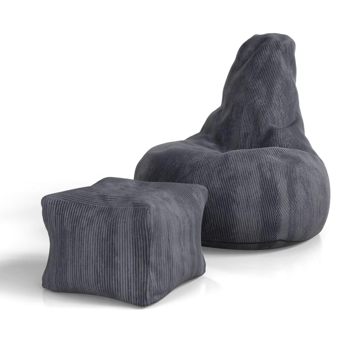 SITZSACK Chillex mit Hocker XL Cord dunkelgrau - Dunkelgrau, Textil (83/103/78cm) - Juskys