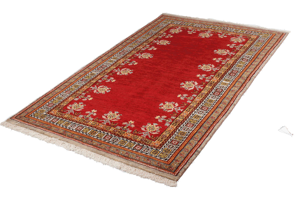 TEPPICH Rizbaf Rot 213/133 cm Schurwolle - Rot, Textil (133/213cm) - Looma