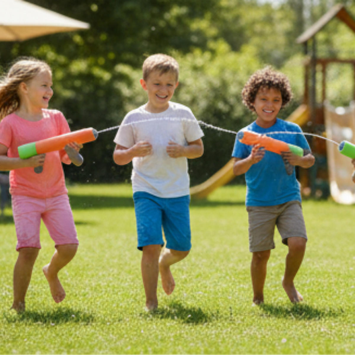 WASSERPISTOLE 4er Set 44 cm Bunt, Wasserblaster, Wasserspielzeug, Poolspielzeug, Strandspielzeug, Gartenspielzeug, Outdoor Spielzeug, Sommer Spielzeug - Schwarz/Orange, Kunststoff (50/30/10cm) - Sena