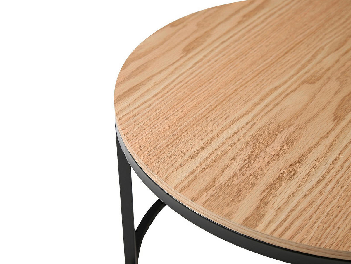 COUCHTISCH 2er-Set - MDF, Sicherheitsglas & schwarzes Metall - Transparent & Holzfarben - REMINA - Transparent, Glas (80/80/45cm) - Pascal Morabito