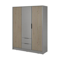 KLEIDERSCHRANK – 155 cm – Nelly – Grau - Grau, Holzwerkstoff (155/200/51cm) - hi-markt