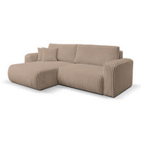 ECKSOFA Tilly, Eckcouch in L-Form mit Schlaffunktion und Bettkasten, Farbe: Braun, Cordstoff, Ottomane Universal - Braun, Textil (244/142cm) - VENASI MÖBEL