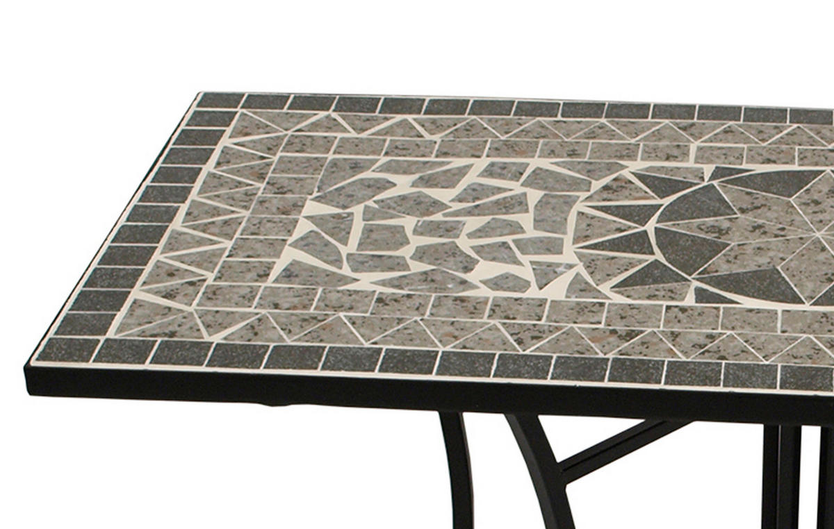WANDTISCH Derby - rechteckiger Mosaiktisch in grau/weiss, Gestell aus schwarz pulverbeschichtetem Eisen. - Schwarz, Metall (45/90/75cm) - TPFGarden