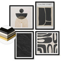 WANDBILDER 4er-Set - 50x50 cm & 40x60 cm Schwarzer Rahmen - Abstrakte Marmorformen - Schwarz, Kunststoff (50/50cm) - ArtPrintCave
