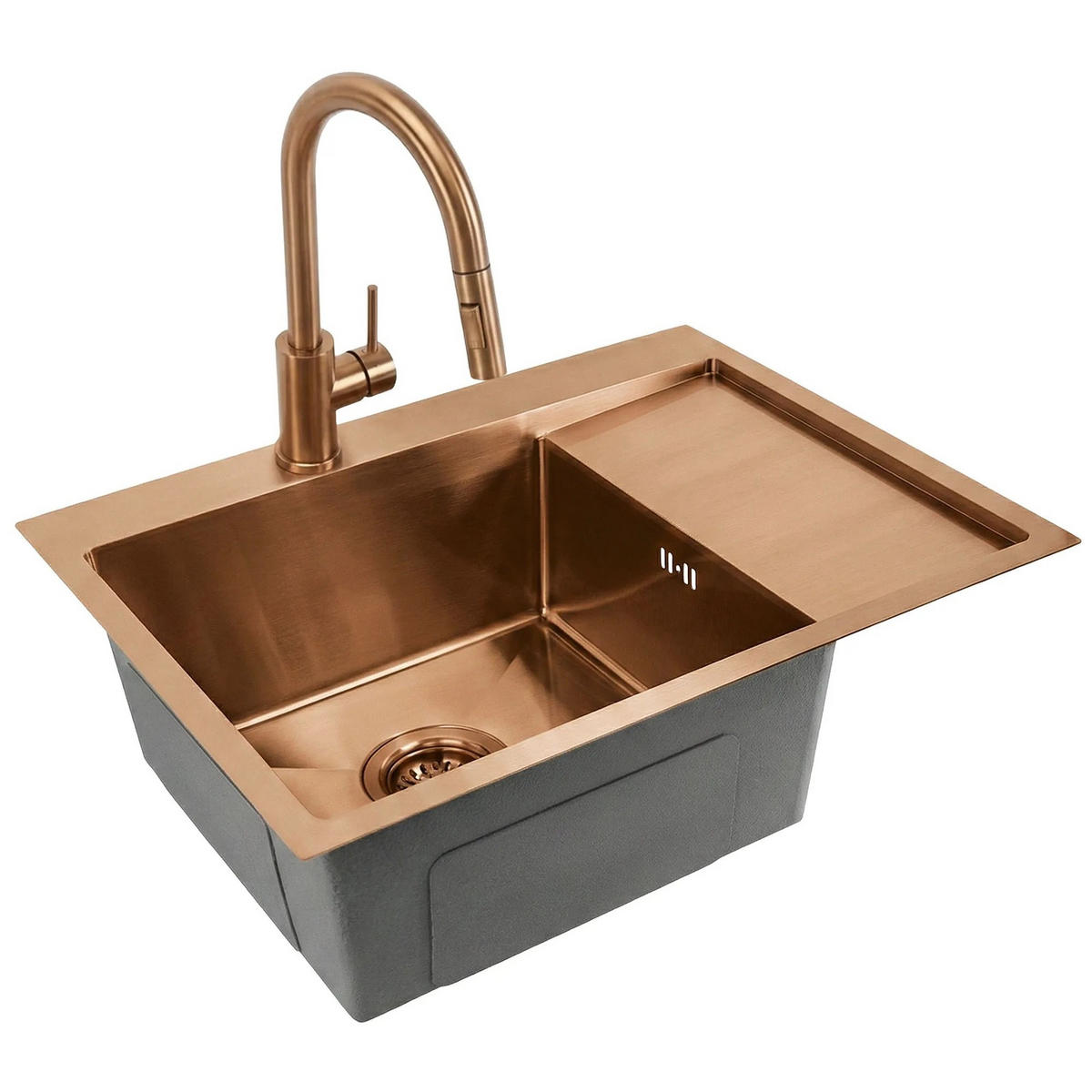 EDELSTAHLSPÜLE Rea Fin Brush Copper ohne Küchenarmatur - Kupferfarben, Metall (48/18.5/62cm) - REA